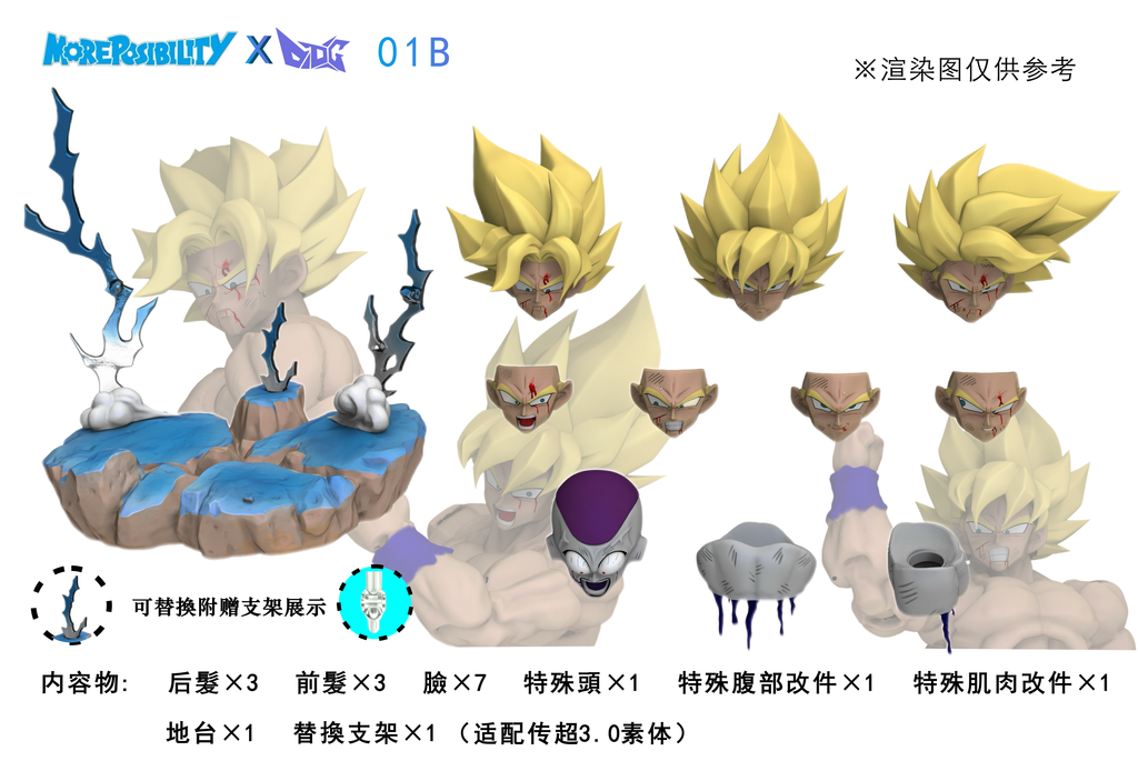 --- Pre Order--- More possibility X DDG 01A Light Yellow, 01B Yellow, 01C White Head sculpt set